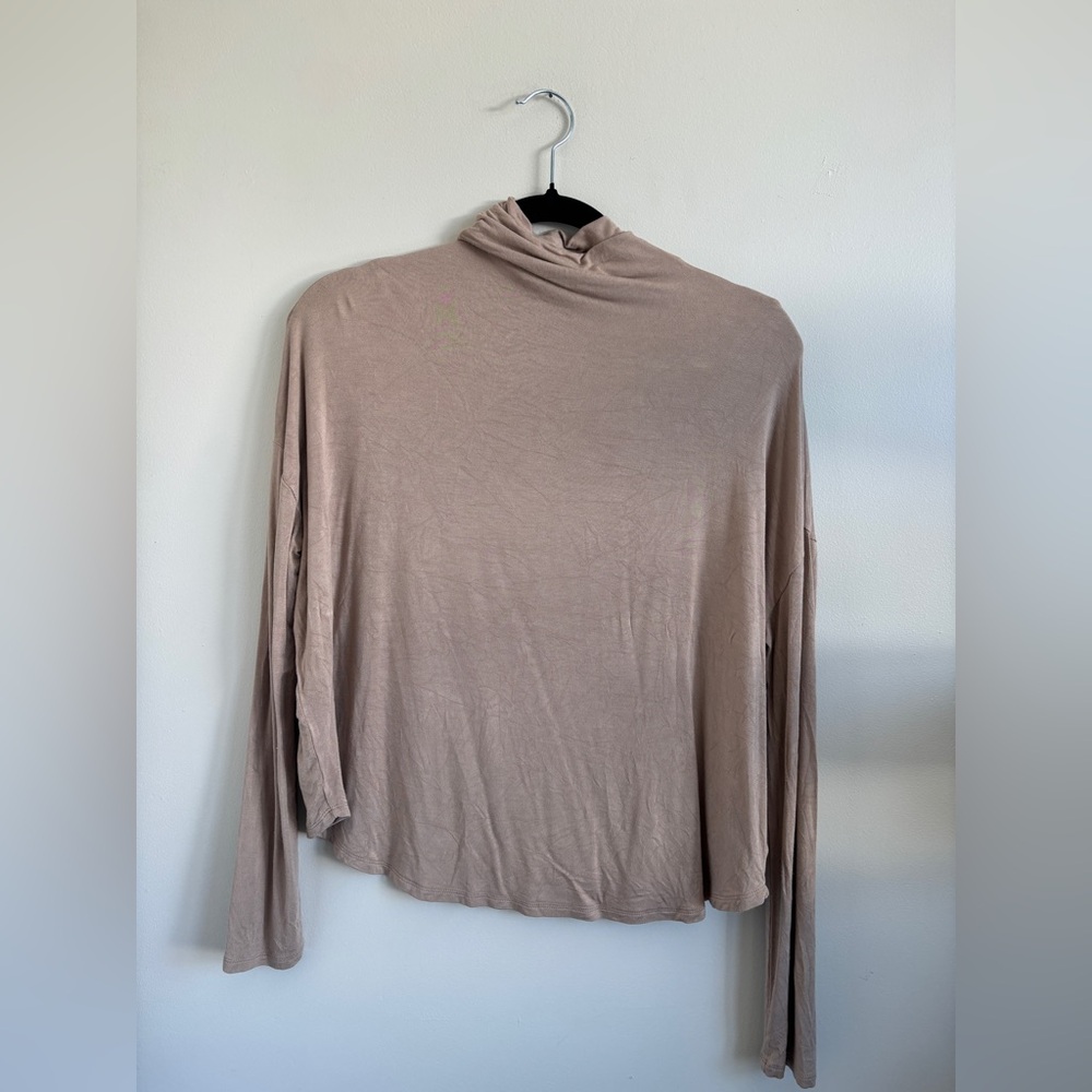 Aritzia Beige Long Sleeve Turtleneck Top
